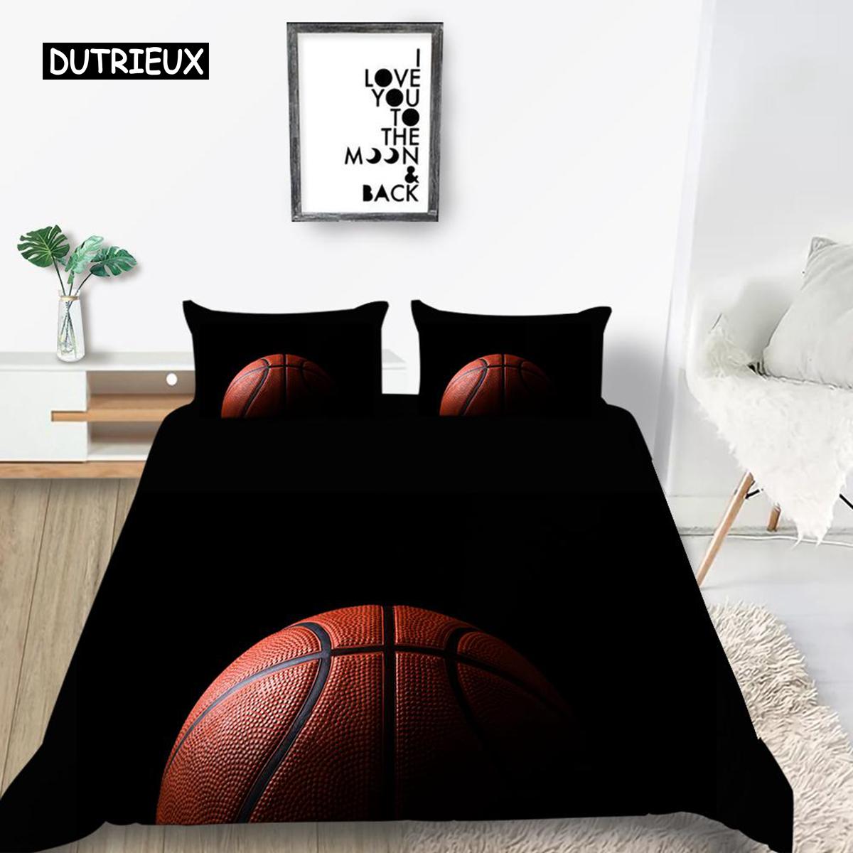 

Basketball Duvet Cover Set Polyester Hand Catching Fire Basketball Sports Themed Bedding Set Queen Size Soft 2/3pcs Quilt Cover EU single(135x200cm)