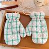 Japanese and Korean Cartoon Gloves, Autumn and Winter Fleece-Lined, Cute Chacha Bear Full-Finger Neck-Hanging Thickened Windproof Warm Casual Plush