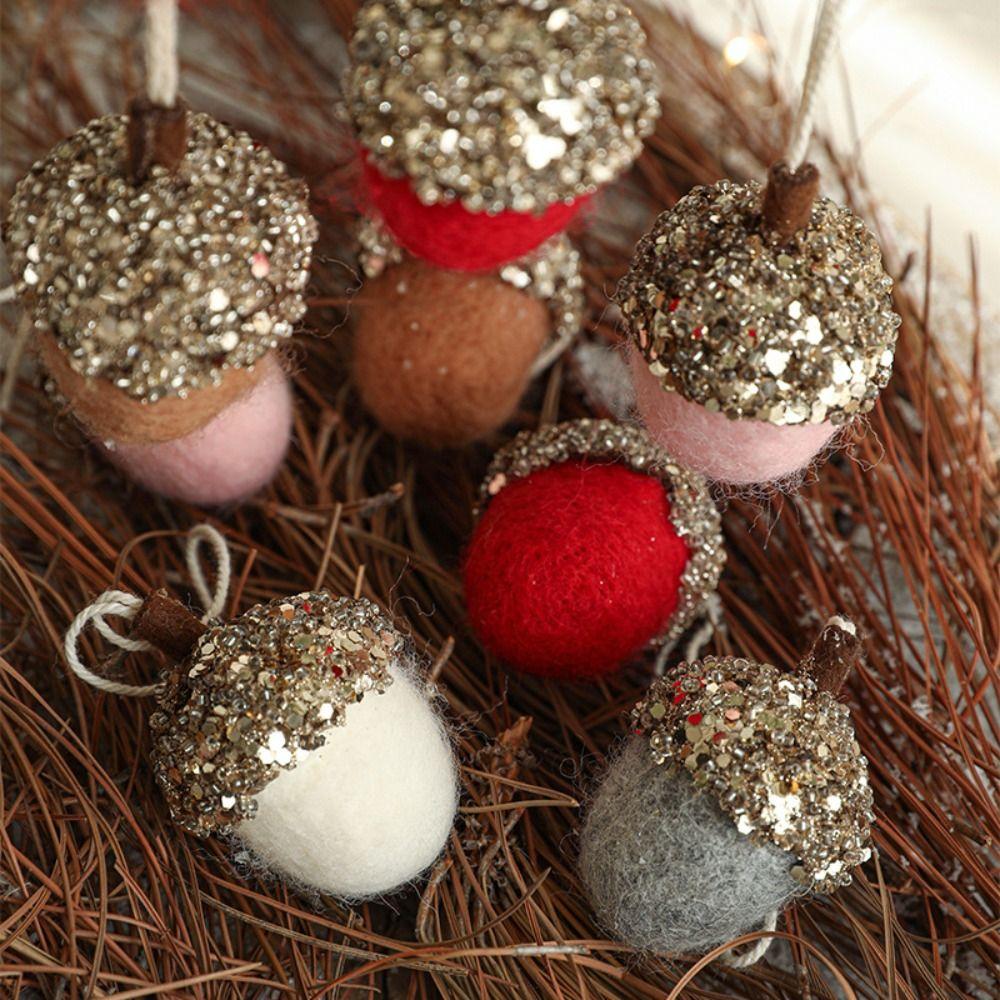 3pcs Multifunction Acorn Balls Cute Xmas Tree Pendant DIY Supplies Wool Felt  Gift