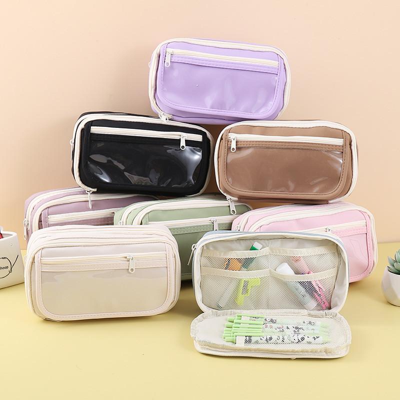 Durable Canvas Stationery Storage Box With Multiple Compartments For Middle School Students