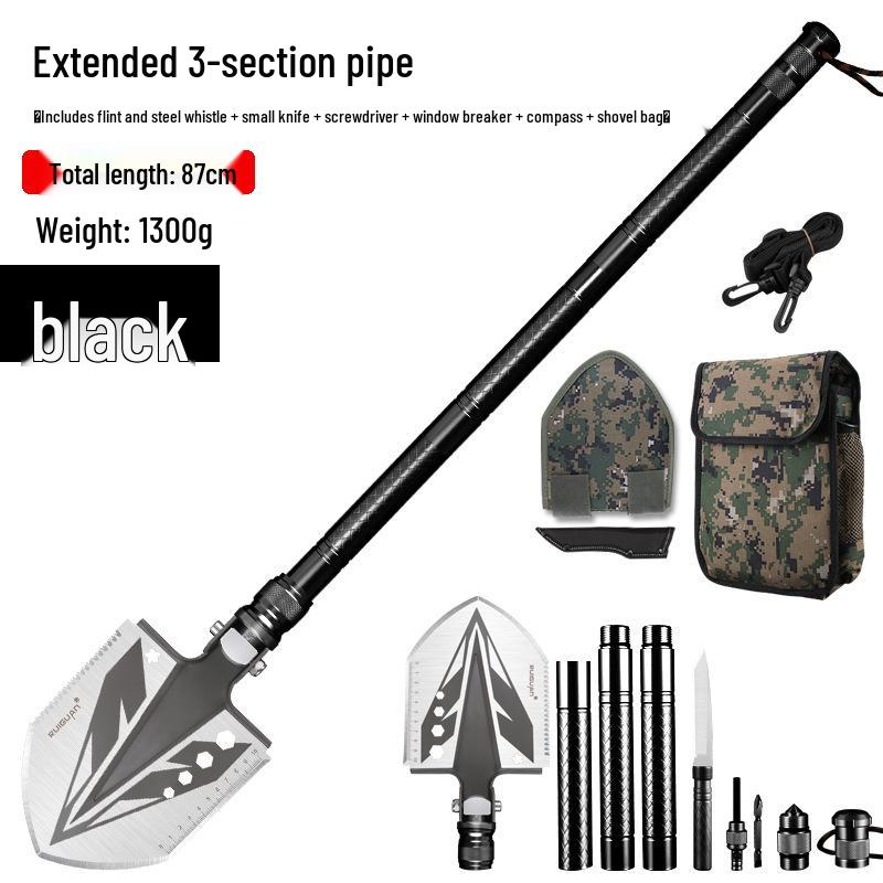 Multi-functional Outdoor Folding Shovel: Manganese Steel, Ideal for Camping, Fishing, Off-road Use, and Vehicle-mounted Tasks