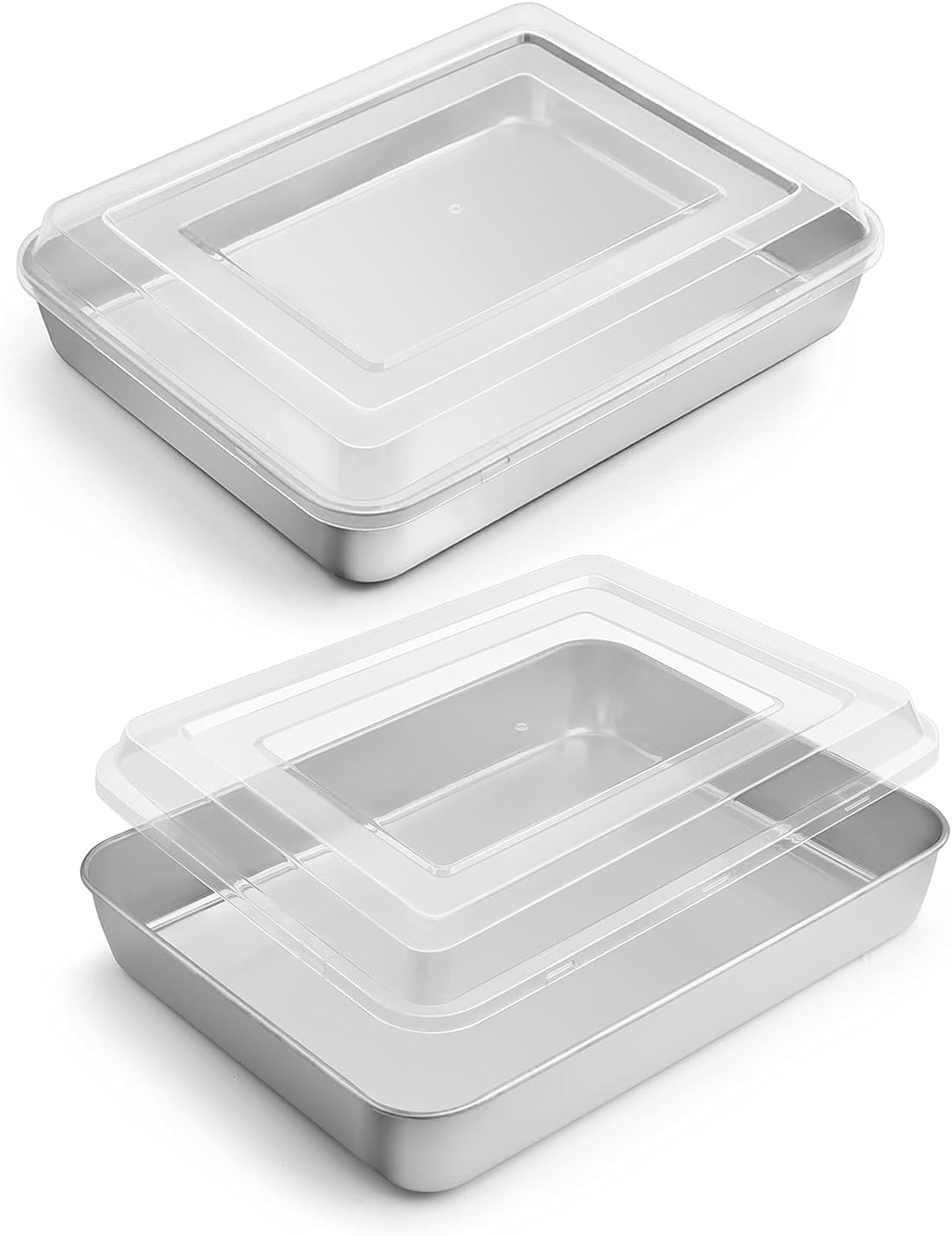 

Pan with Lid, 9.4”x 7” x 2” Stainless Steel Rectangle Sheet Cake Pans for Toaster Oven, Metal Covered United States