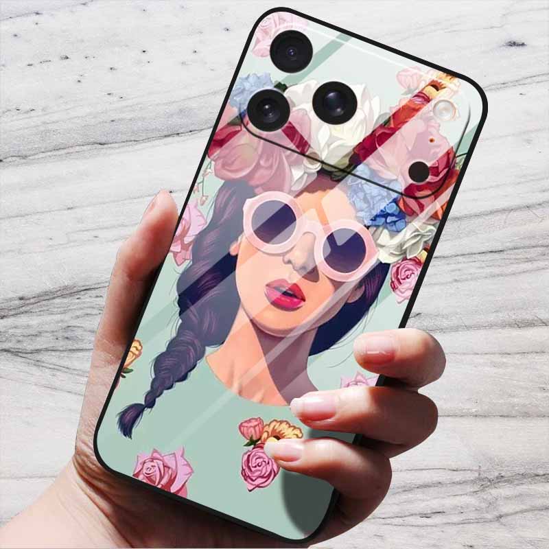 Cartoon Patterns Case For iPhone 17 Pro Plus Capa 17 Pro Max Bumper Luxury Tempered Glass Hard Back Cover iPhone17 Air Funda