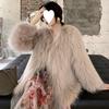 Autumn Imitation Raccoon Fur Woven Fur Coat Women's Mid-length Fur Fashion Fur Coat Women