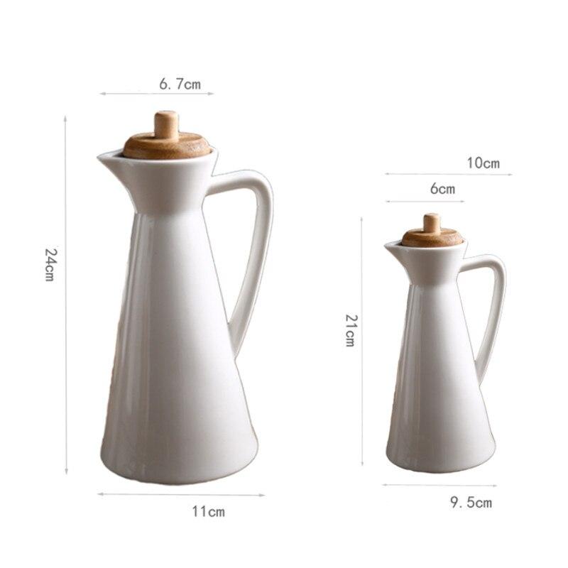 Keramik-Gewürzglas für Zuhause, mit versiegeltem Holzdeckel, Küchenbedarf, großes Fassungsvermögen, Essigtopf, Porzellan, Ölflasche, Kochutensilien