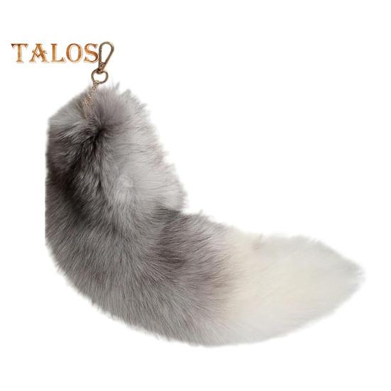 Fuskrävsvans Nyckelring Hänge Handgjord Fuskpäls Svans Cosplay Renässans Furry Svans Handväsketillbehör