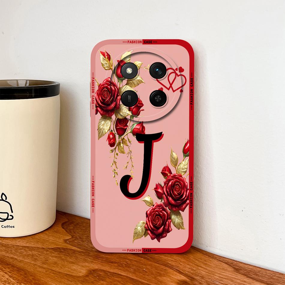 For Honor Magic 7 Lite Case For Magic 8 Lite Rose Letters Soft Phone Back Cover For Magic7 Magic8 Lite Liquid Silicone Fundas
