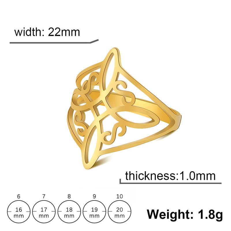 Witch Knot Stainless Steel Ring for Women Wiccan Cross Celtics Knot Protection Amulet Jewelry Gift