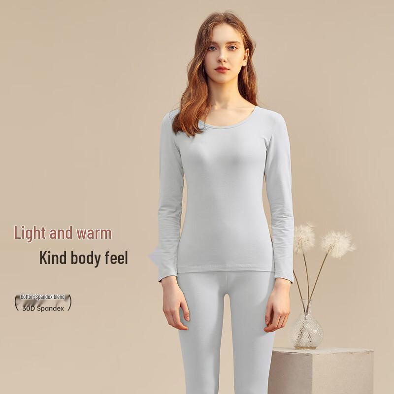Dingguagua 95% Cotton Round Neck Thin Thermal Underwear Set for Couples