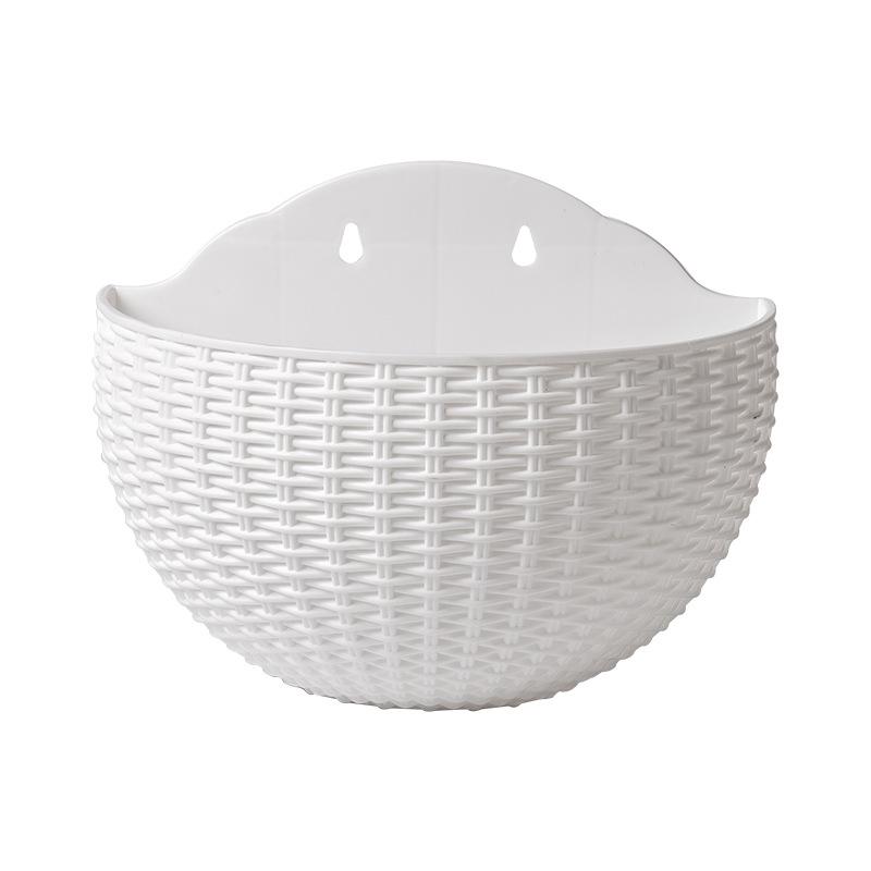 

1Pc European Style Wall Hanging Half Round Flowerpot Imitation Rattan Planter for Balcony Outdoor Decor