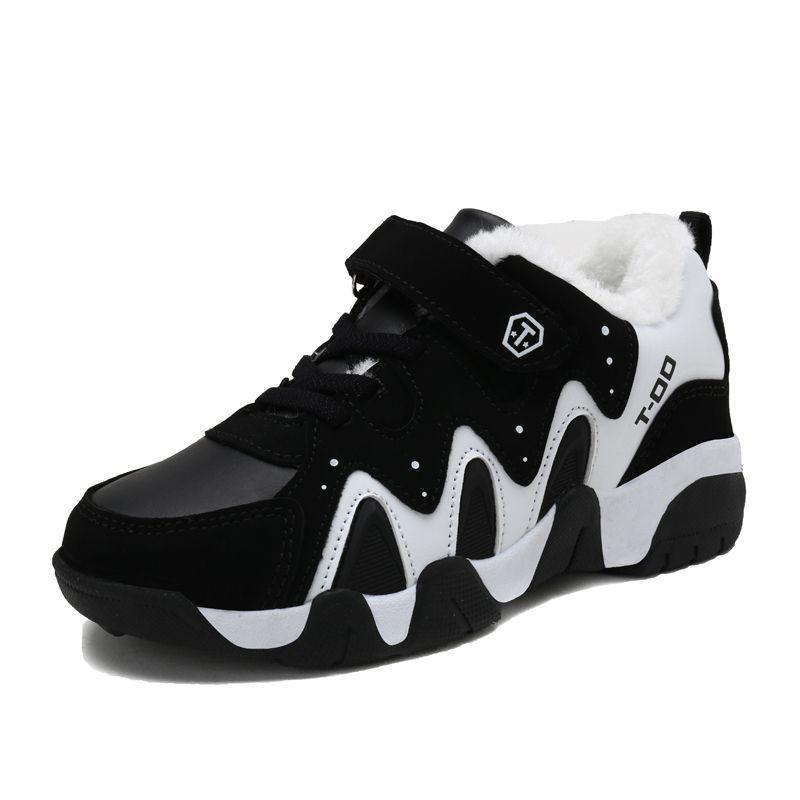 Kids Winter Warm Fleece-Lined Sneakers Boys Girls Comfortable Non-Slip School Running Shoes With