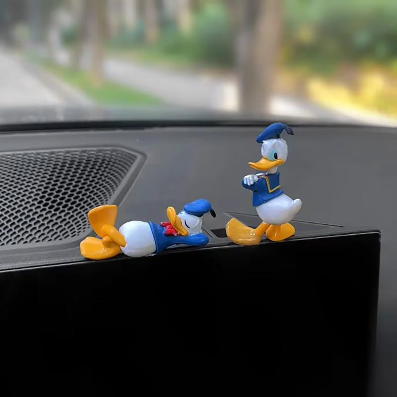 Adorable Disney Mickey and Donald Duck Car Ornaments Healing Car Accessories Mini Dashboard and Monitor Ornaments for Women