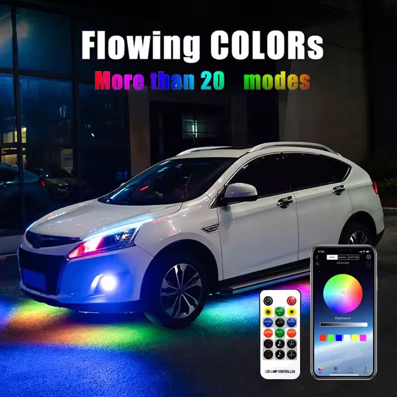 RGB Exterior Car LED Strip APP Remote Control LED Strip Under Car Tube Underglow Underbody System Neon Light