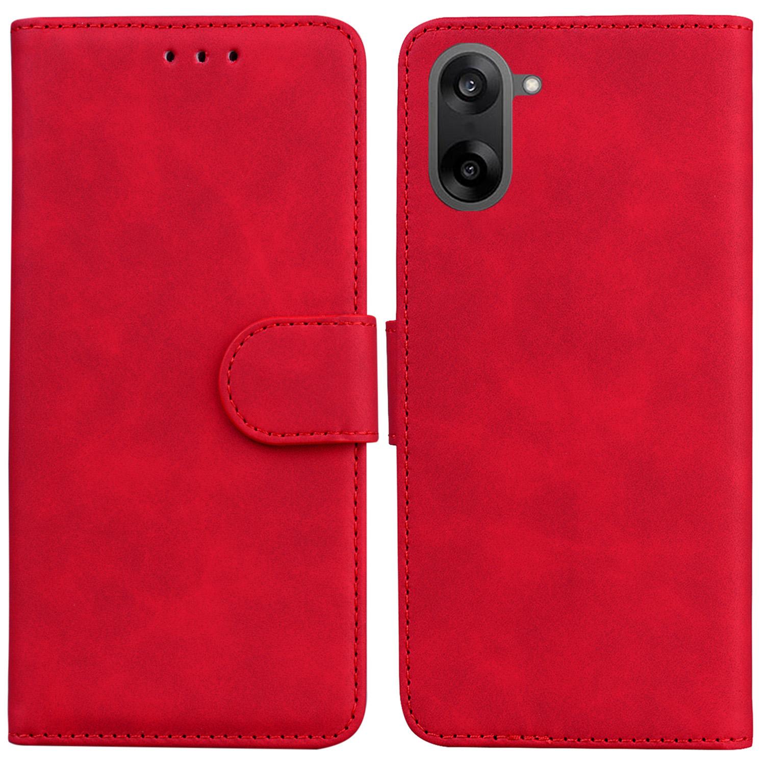 

For OnePlus Nord CE5 5G Case Solid Color Leather Wallet Phone Cover Red