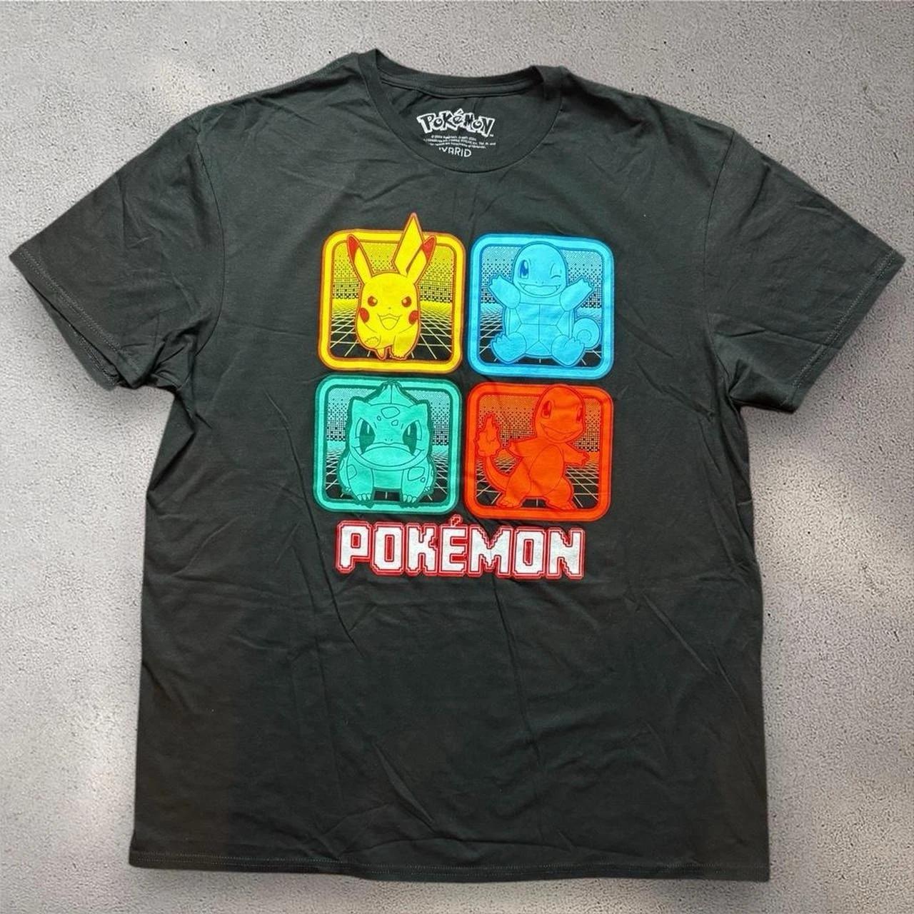Pokemon Graphic Tee XL Pikachu Charmander Bulbasaur Squirtle Black Shirt 2XL