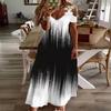 Women's summer new lace suspender v-neck fashion printed loose dress