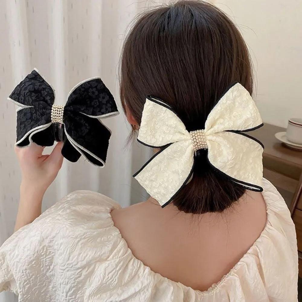 New Women s Ribbon Hairpin Casual Fashion Hairpin Accessory ivory