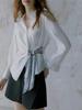 2026 Spring French Design Women's Long Sleeve Tie-Up Commuter Shirt - High-End White Top