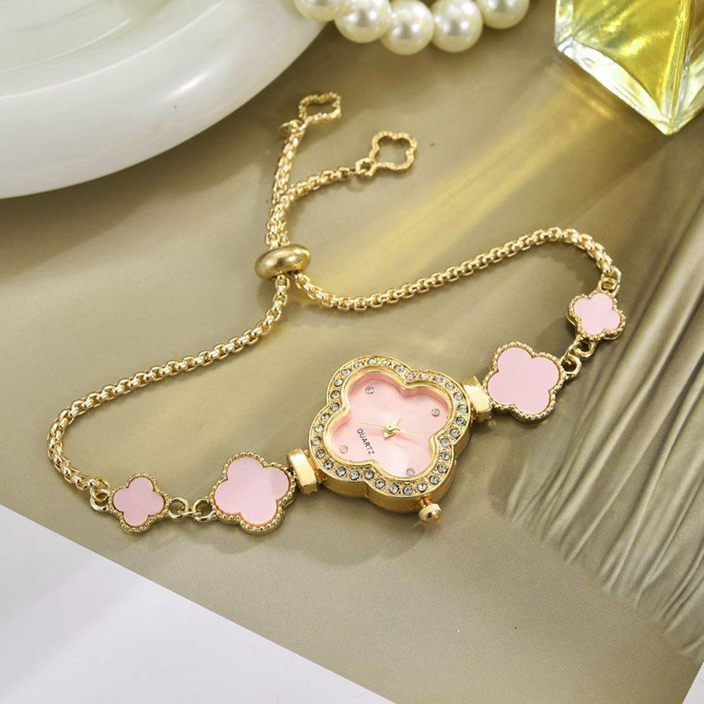Pulling Four Leaf Clover Bracelet Watch for Women, Green, High Fashion, Exquisite Watch