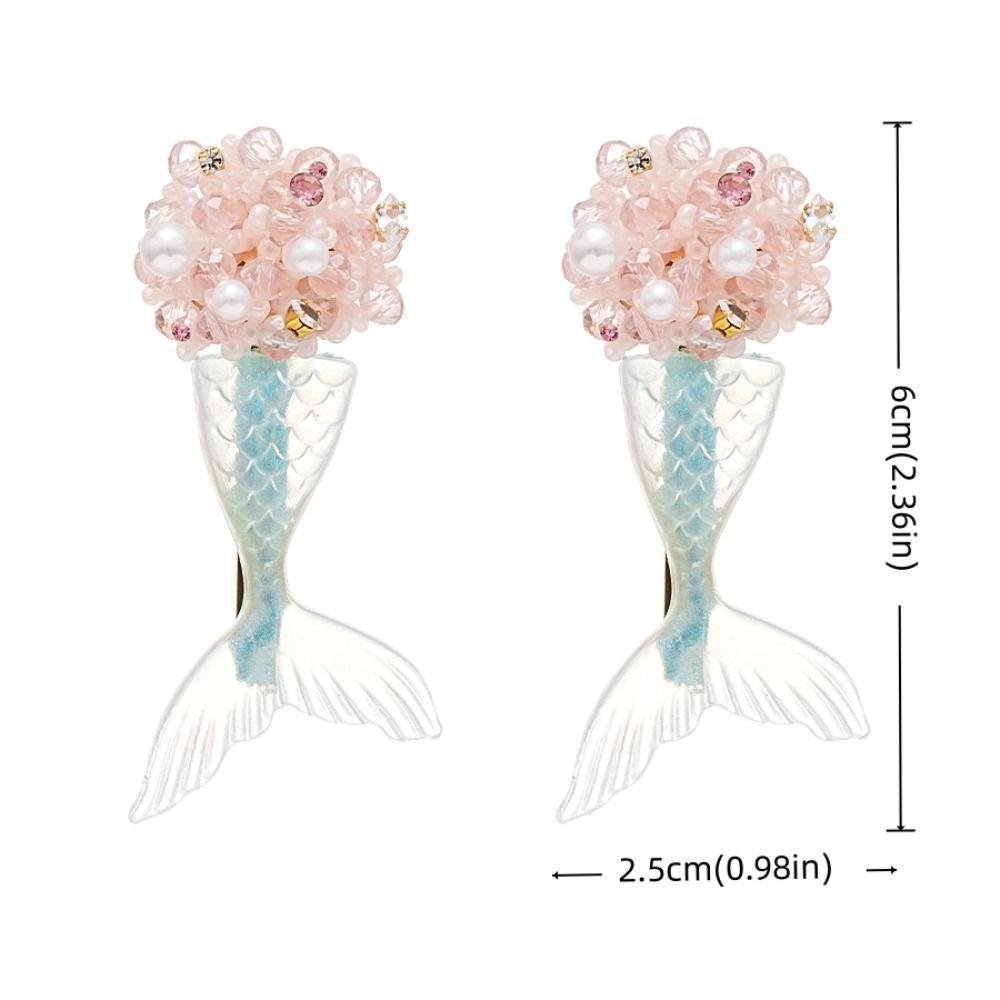 Cute Fishtail Drop Earrings Pearl Beach Style Earrings Sweet Mermaid Resin Earrings  Beach