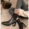 Fashion New Ankle Boots Women's Thick Heel Spring Summer Autumn Single Boots Pointed High Heels Shoes Mid-heel Fashion Short Boots
