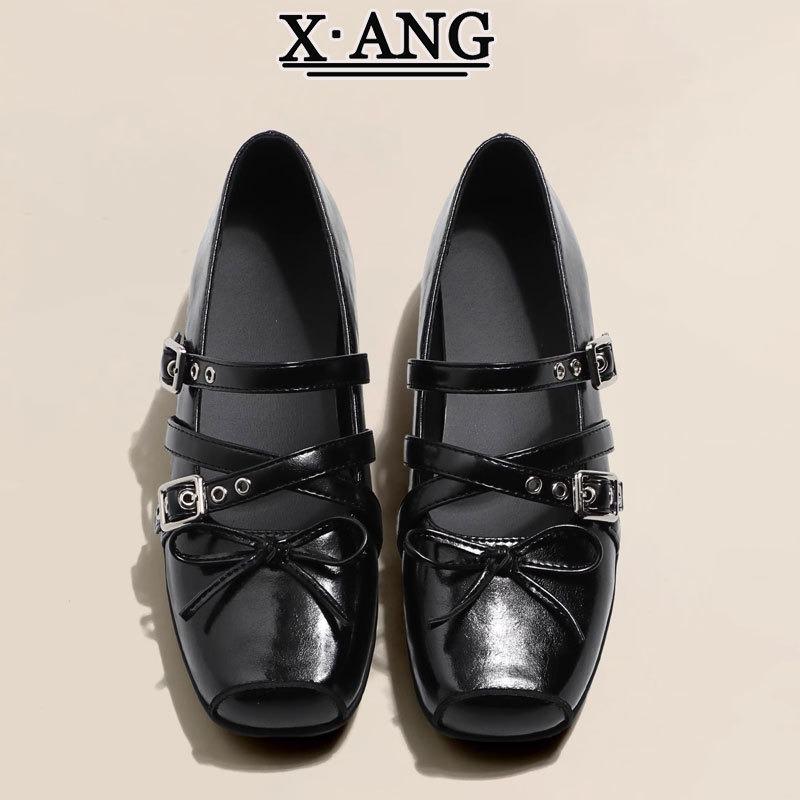 Sheepskin version square head ballet single shoes soft sole Mary Jane shoes women's shoes summer new shallow mouth small leather shoes