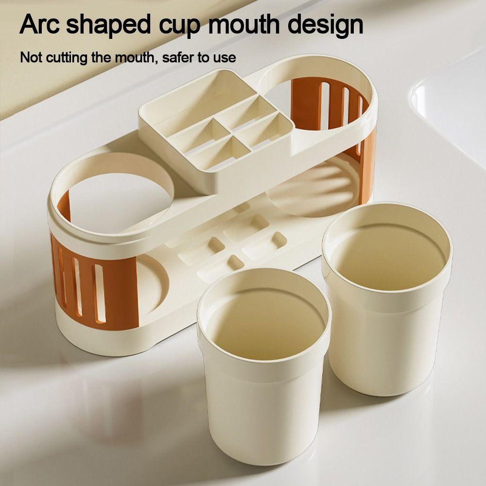 

Fashion Toothbrush Storage Holder Set Family Couple Toothpaste Rack Home Storage orange-Type2