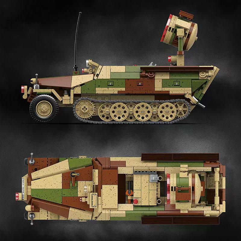 Militärischer Krieg Welt 2 MOC 1267 Teile Sd.Kfz.251/20 Gepanzerter Halbkettenfahrzeug Set Bausteine WW2 Soldatenfiguren Steine Spielzeug Für Jungen Geschenk