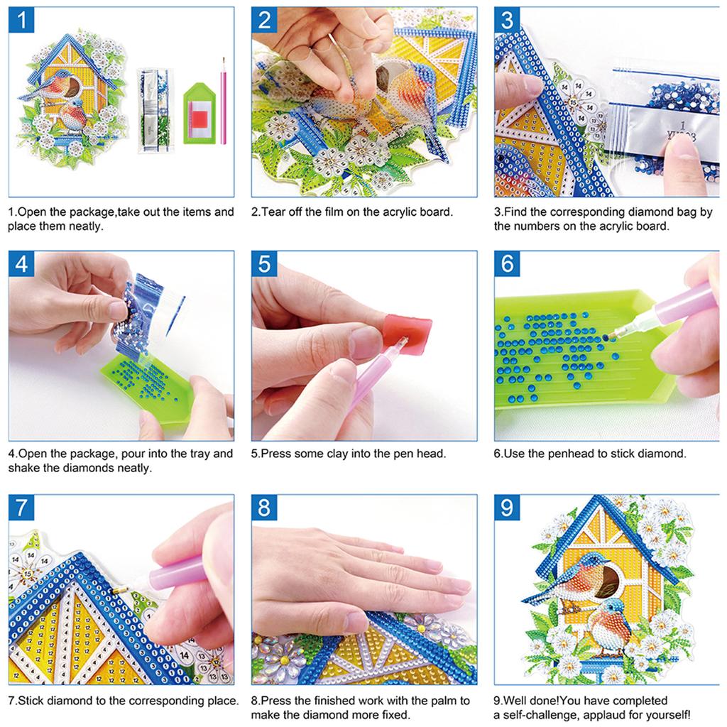 Landscape 2D Flat DIY Diamond Art Pendant Acrylic Diamond Painting Charms Kits for Adults Gift Home Wall Or Window Decor