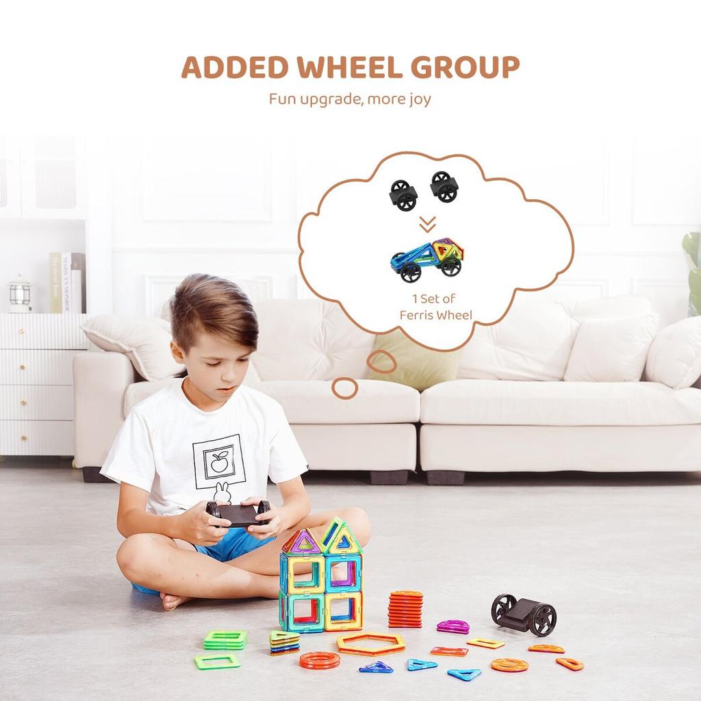 Magnetic Tiles Magnetic Building Toy 62 PCS Magnet Blocks for Kids 3D Set