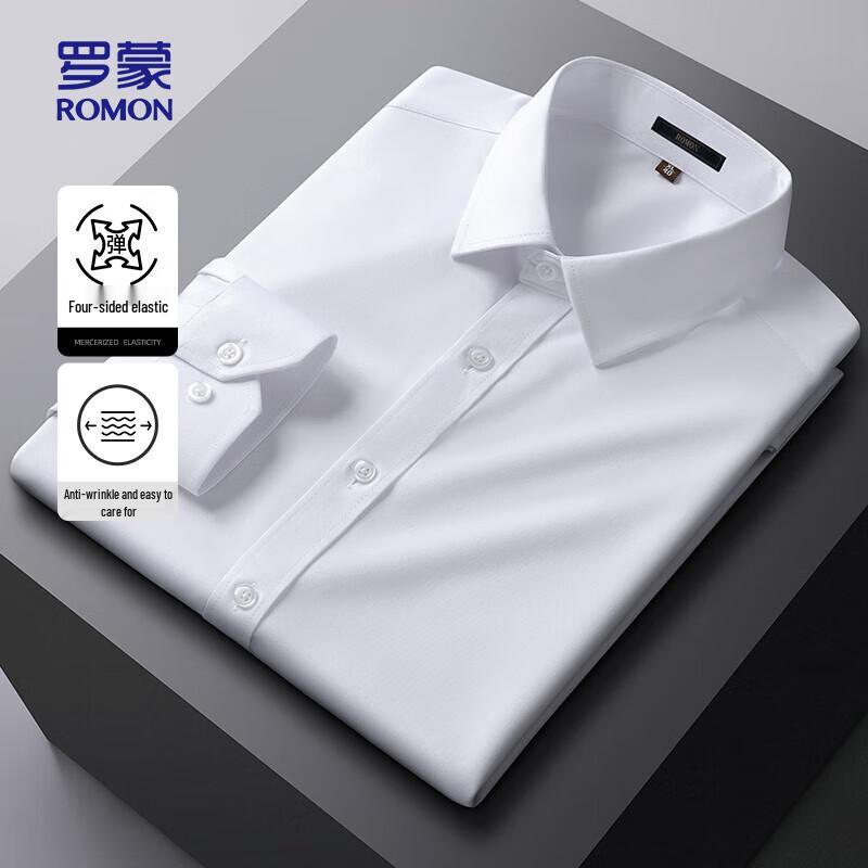 ROMON Men s Four-Way Stretch Business Casual Long Sleeve Shirt C801 38