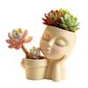 Creative Eyelash Doll Succulents Planter, Cute Sleeping Face Ceramic Pot with Double Holes, Kawaii Desktop Decor for Office Desk, Indoor Small Plant