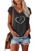 Women Fashion Printed Top Summer V Collar Tee Shirt Ladies Casual Short Sleeve T-shirt