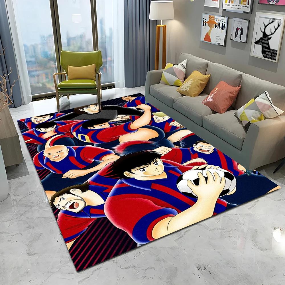 Anime Captain Tsubasa Fußball Cartoon Teppich für Zuhause Wohnzimmer Schlafzimmer Sofa Fußmatte Dekor, Kinder Teppich Rutschfeste Bodenmatte