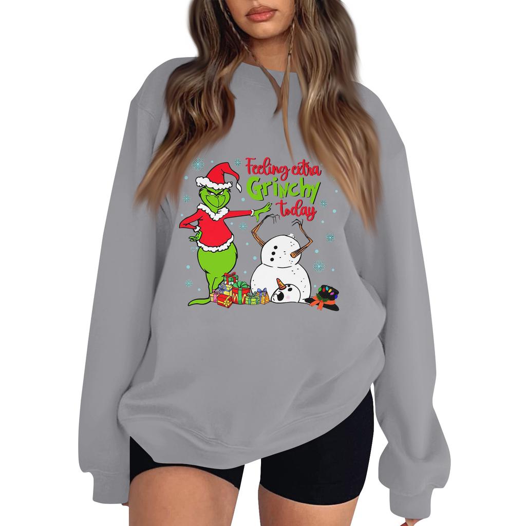 Women's Fashion Long-Sleeve Pullover Sweatshirt With Fun Christmas  Print