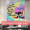 Customized Name Interior Tapestry Wall Hanging Love Magic Minnie Heartfelt Party for Home Decor Aestheticism Tapestry Large Tapestry