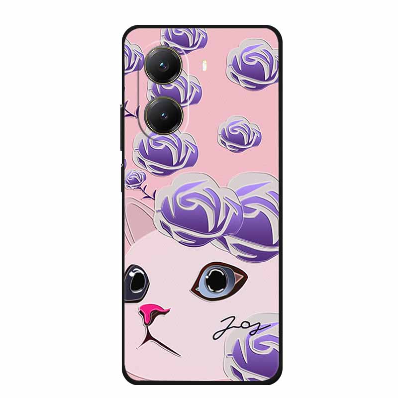 For Xiaomi POCO X7 Pro Case X7Pro 3D Relief Emboss Flowers Black Silicone Soft Back Cover Case For Redmi Turbo 4 Case Turbo4 Bag