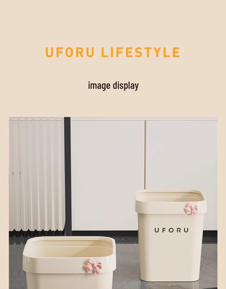 Cute Open-Top Square Trash Can with Press Ring – Large Capacity for Living Room, Bathroom, Kitchen