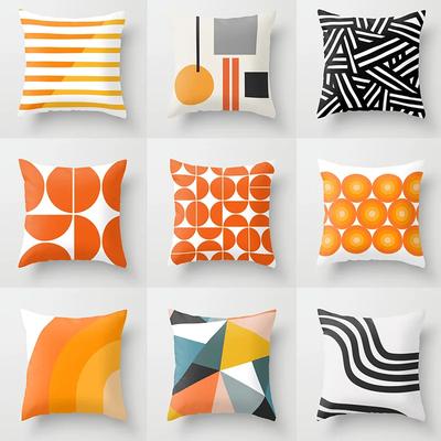 Pomarańczowa Poszewka na Poduszkę Średniowieczny Geometryczny Pokrowiec na Poduszkę Do Dekoracji Domu Sofa Krzesło Ozdoba Dekoracja Samochód Biuro