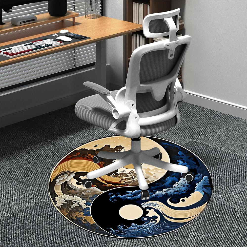 

1PC Yin-Yang Symbol Chair Carpet for Office, Indoor Non-Slip Washable Carpet, Soft Comfortable Mat For Office Room yy250930261 80cm by 80cm