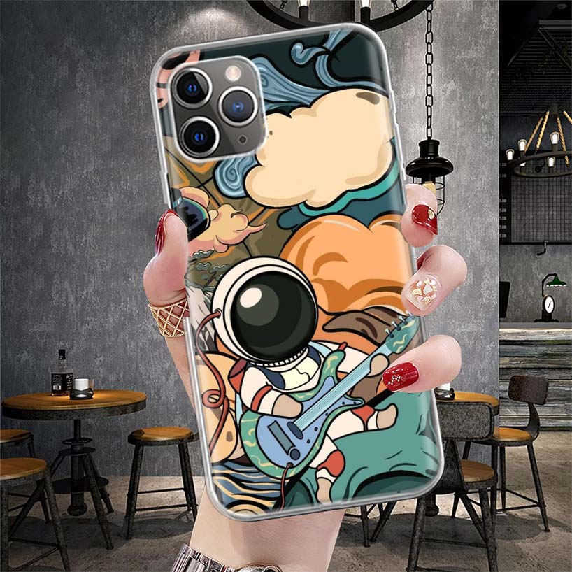 Cartoon Planet Astronaut Star Rocket Soft Phone Case For IPhone 11 17 Air 16E 16 Pro Max 15 + 14 Plus 13 Mini 12 Apple 7 SE 8 Fu