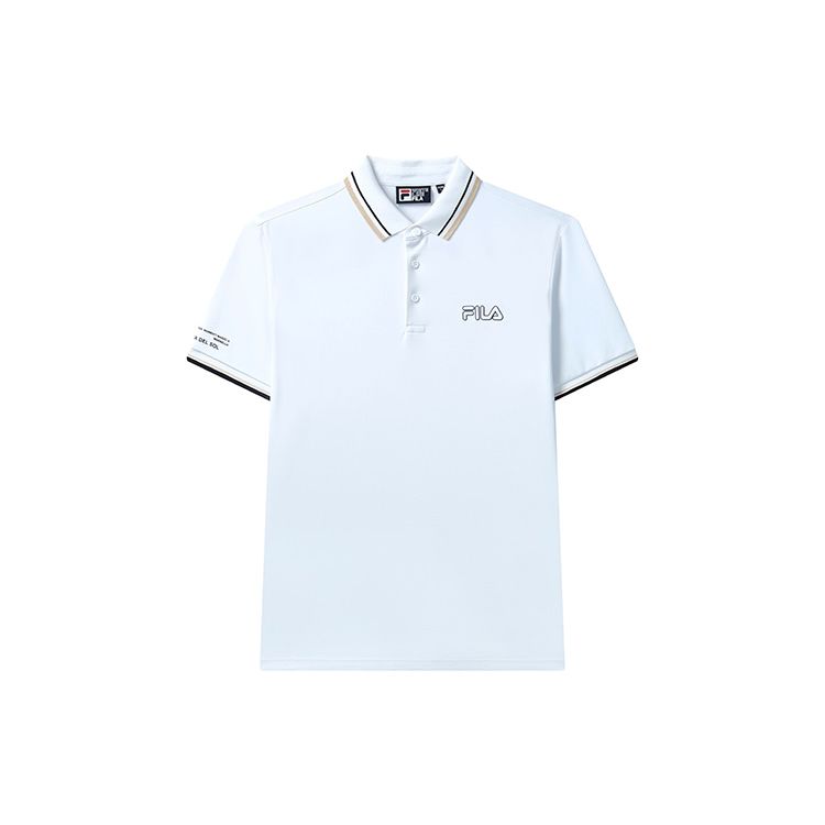 Fila Letter Logo Printed Short Sleeve Polo Shirt Men Polo Shirts White F11M328119FWT