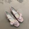 JX Super Fairy Temperament Sweet Thick Heel Small Leather Shoes Summer New Round Head Cute Bow Lo Shoes Mary Jane