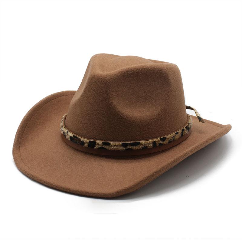 Western Cowboy Top Hat British Classic Jazz Hat Wool Hat Big Eaves Hat