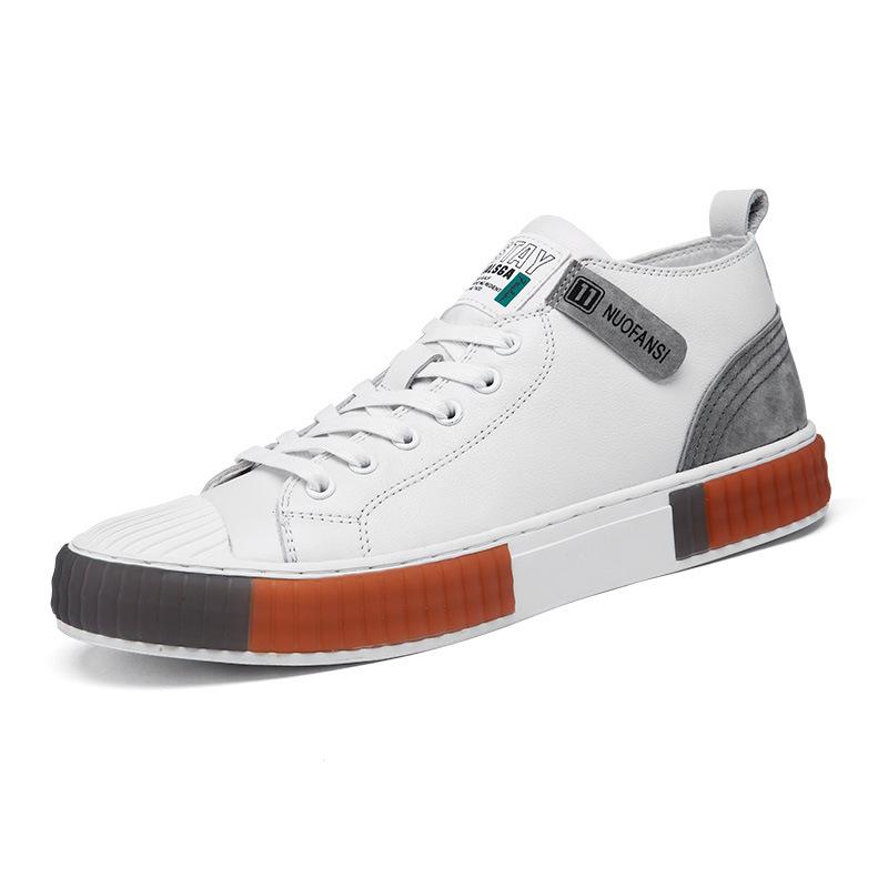 

Модная обувь хайтопы из натуральной кожи для мужчин белая черная из натуральной кожи мужские кроссовки трендовая мужская одежда школьная команда обувь для прилива 38 белый