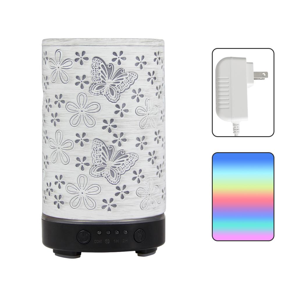 100ml Essential Oil Diffuser Seven-Color Aroma Light Butterfly Ultrasonic Air Humidifier Room Scent Diffuser with Timer Function