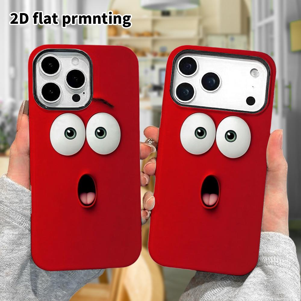 Phone Case: 2D Flat Samsung Galaxy A34 A35 M05 M06 S20 S22 S21 FE Plus 5G Protective Case, Red Shocked Face, Perfect Christmas and Halloween Holiday G