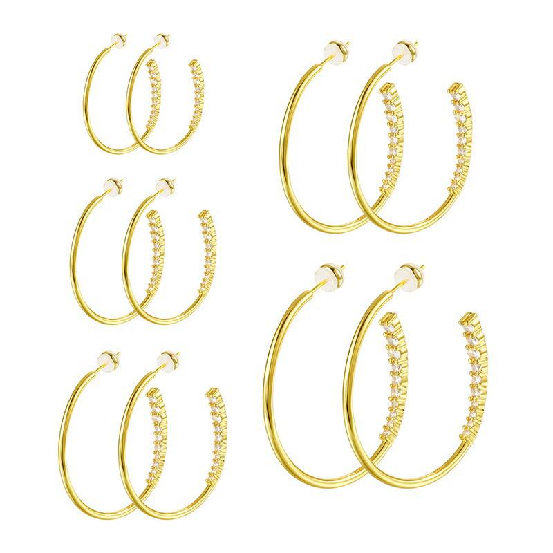 Rhinestone Gold & Silver Earrings - Fashionable, Light Luxury Hoops for Women, European & American Commuting Style.