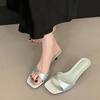 Bailamos 2025 Summer New Brand Women Slipper Fashion Open Toe Slip On Slides Ladies Elegant Thin Low Heel Dress Pumps Slides Muj