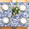 Weiß Blau Floral Rechteckiger Tischdecke Tischdekoration Wiederverwendbar Wasserdicht Küche Esstischdecke Feiertagsparty Dekorationen
